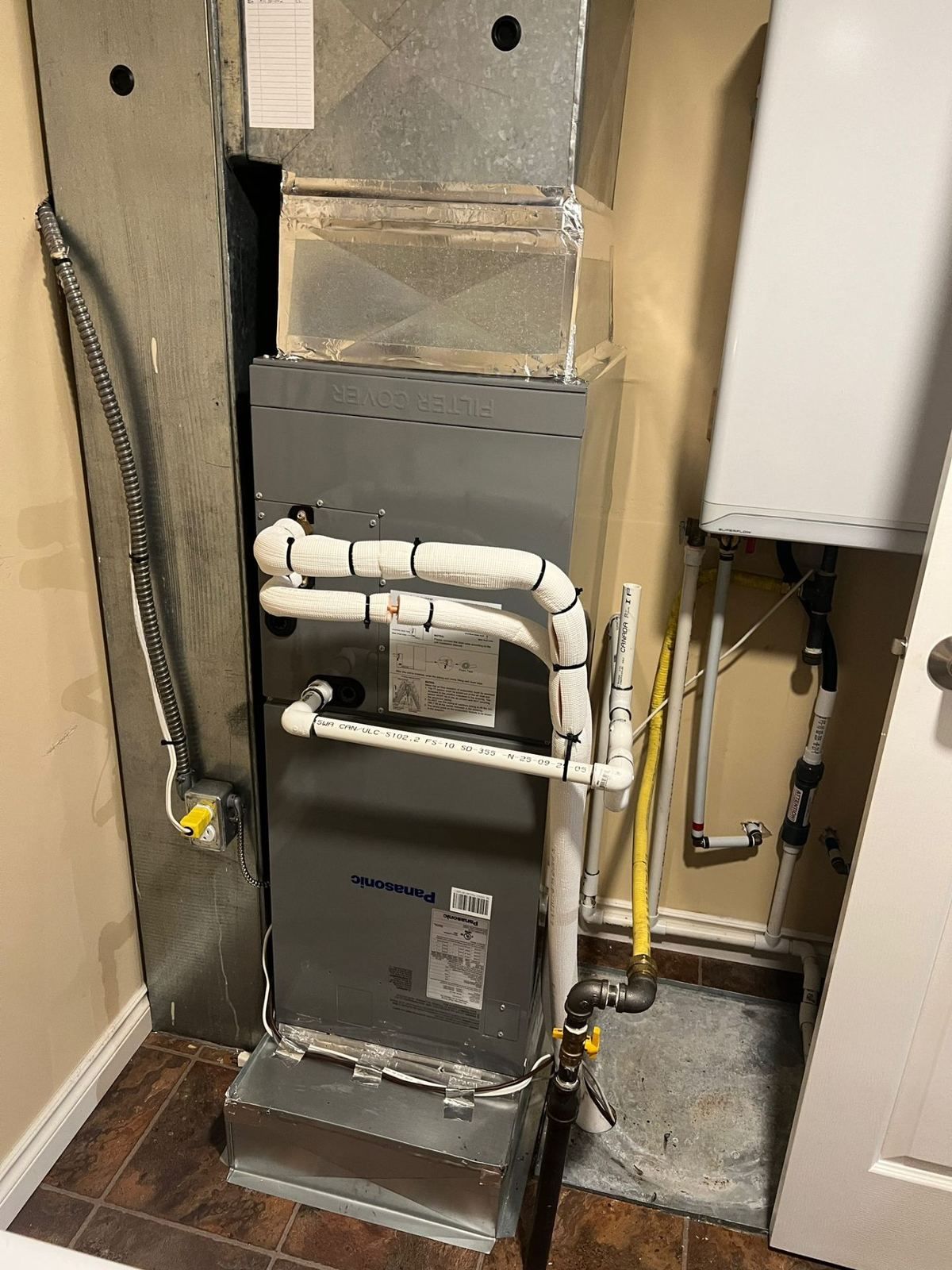Panasonic ducted heat pump air handler installed replacing gas furnace