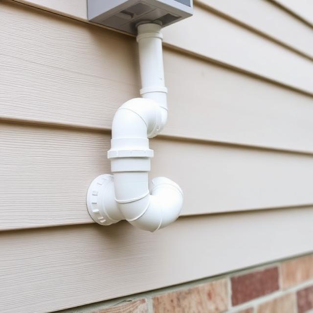 Condensate drain line routed from ductless mini-split indoor unit