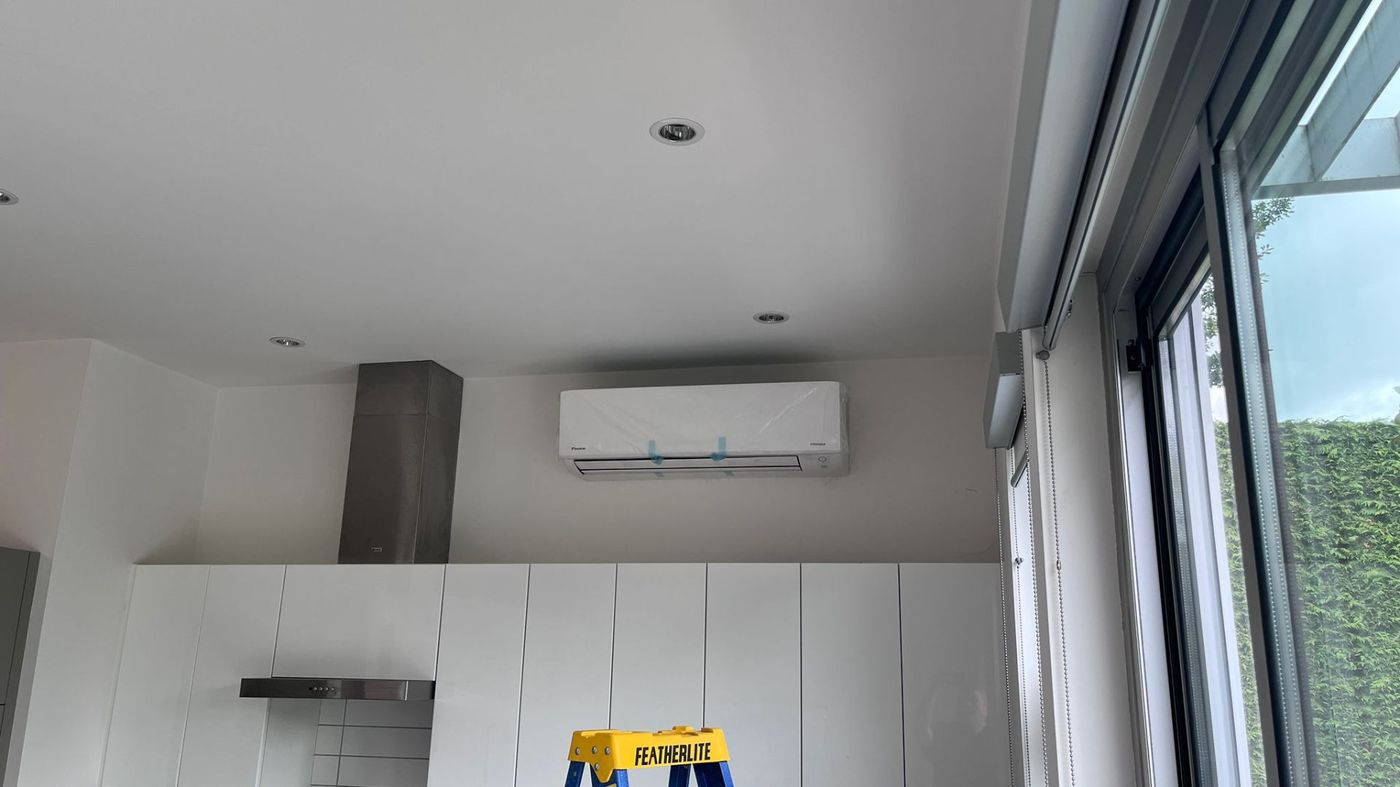 Daikin ductless mini-split indoor unit installed in modern kitchen — Burnaby BC by 360 Install Solution