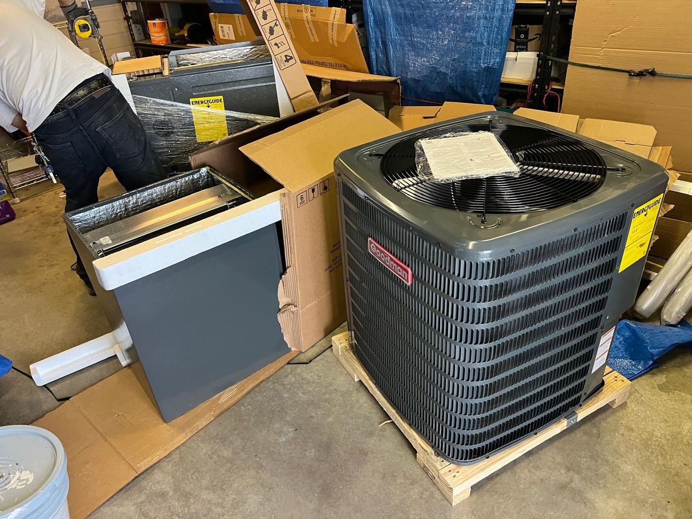 Goodman condenser and air handler ready for dual fuel installation