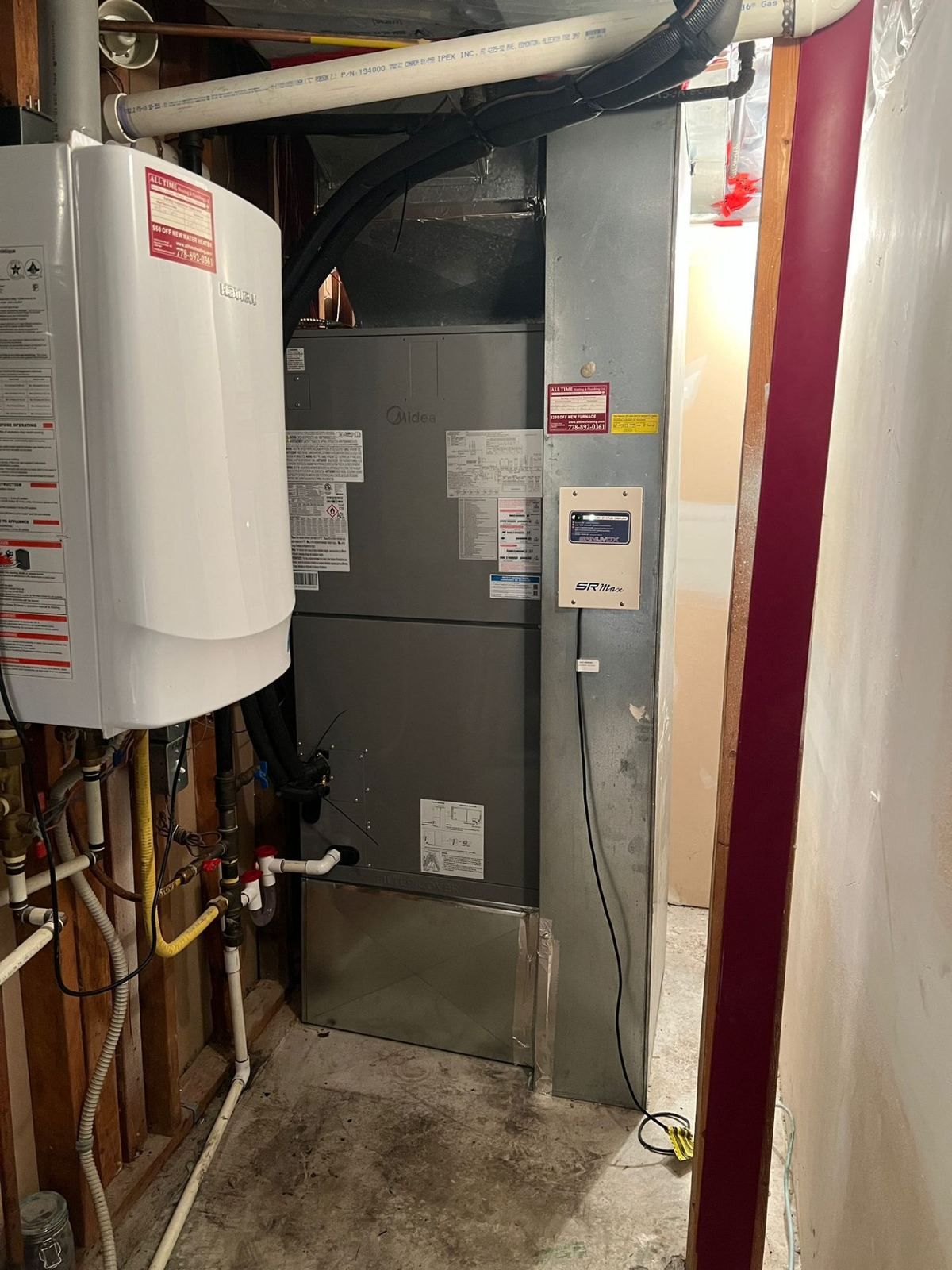 New Midea air handler installed with ductwork