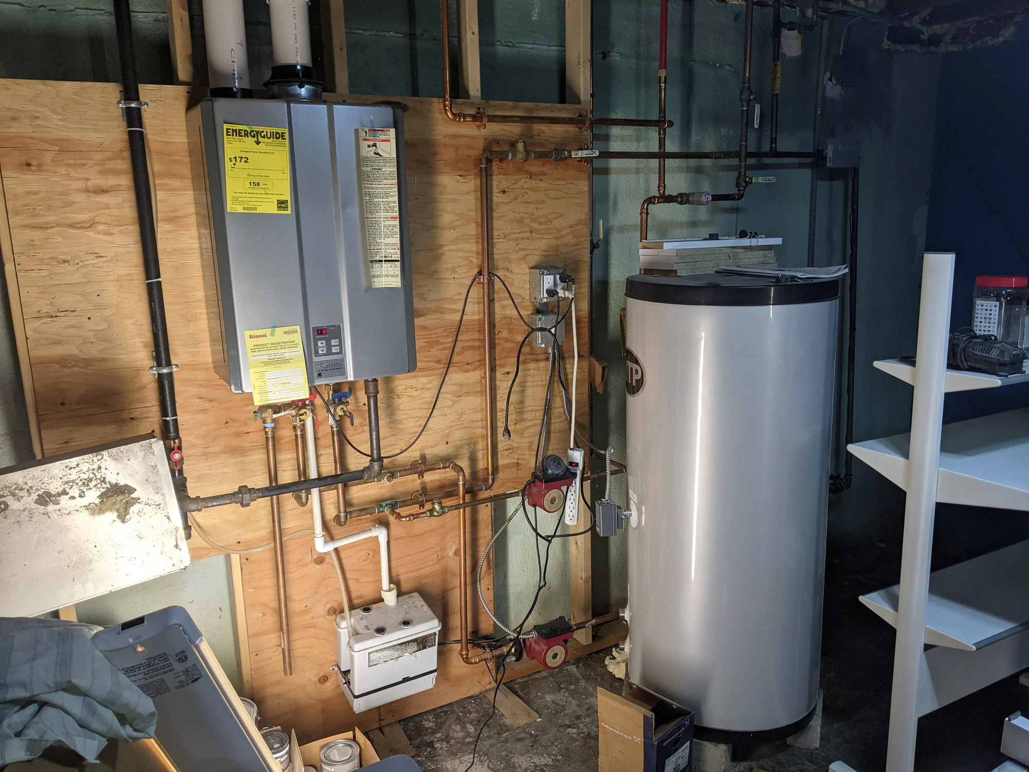 Rinnai boiler with indirect hot water tank in Burnaby