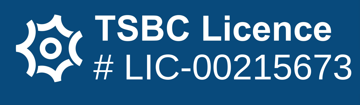 Technical Safety BC licensed contractor badge, Electrical Contractor Licence, licence LIC-00215673