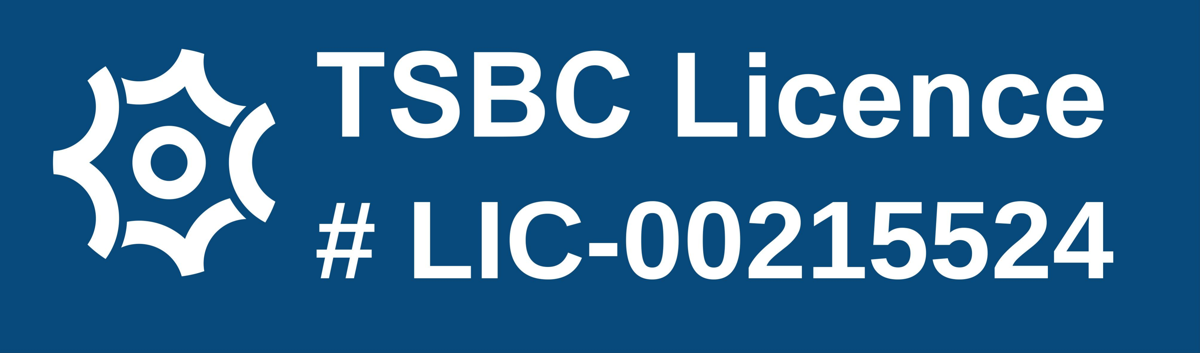 Technical Safety BC licensed contractor badge, Class REF Contractor Licence, licence LIC-00215524